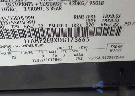 2013 Ford Taurus Sel z USA, uszkodzony, nr VIN 1FAHP2E8XDG173665